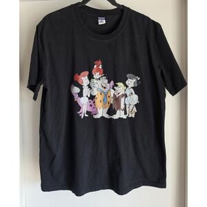 Black Graphic Print Crew Neck Cotton T-Shirt XL Unisex Casual Tee Top